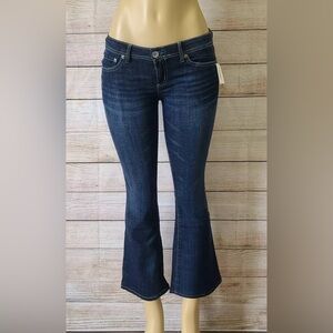 Aeropostale Hailey Flare Jeans Women Sz 5/6 Regular Dark Blue Low Rise NWT
